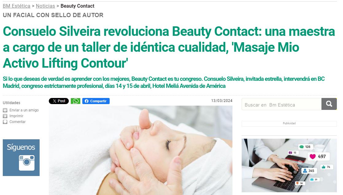 Taller: masaje Mio Activo Lifting Contour